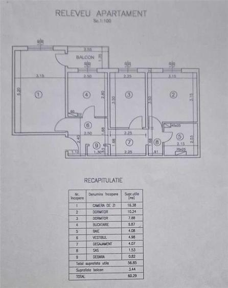 Apartament cu 3 camere decomandat, mobilat în Galata