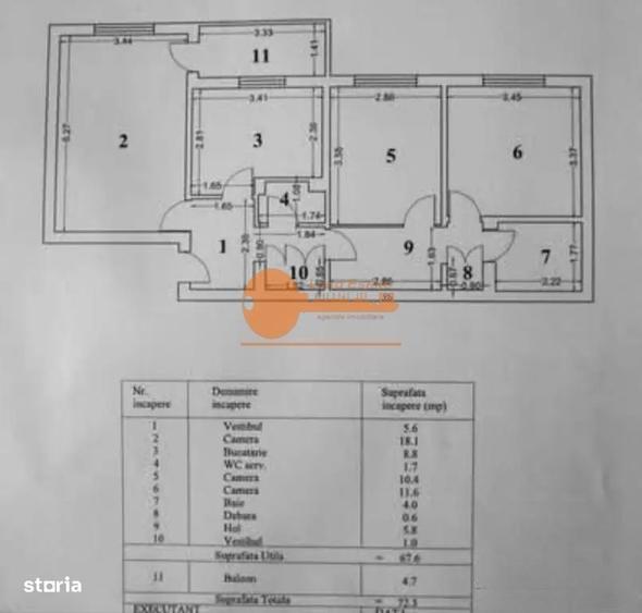 Apartament cu 3 camere decomandat în Gorjului