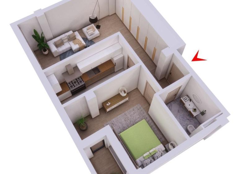 Apartament cu 2 camere în Popas Păcurari