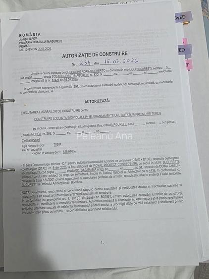 Teren 500 mp Magurele INTRAVILAN, cu AUTORIZATIE DE CONSTRUIRE (P+1E) si Proiect Inclus!