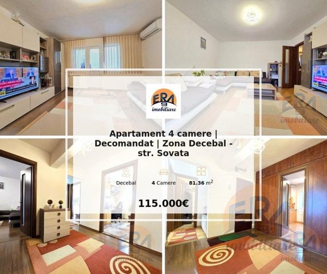 Apartament cu 4 camere decomandat, mobilat în Decebal