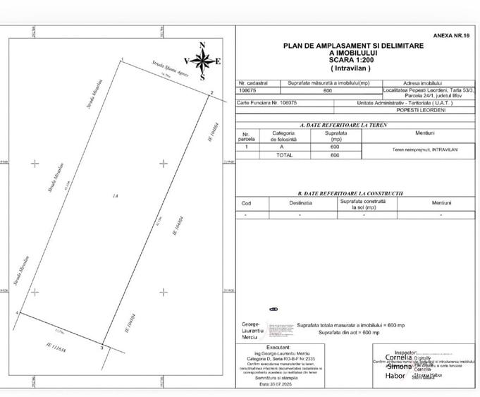 Teren Construcții intravilan de 600 mp, în Central