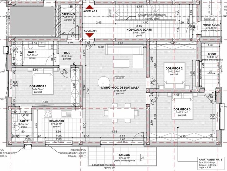 Apartament cu 3 camere în Central