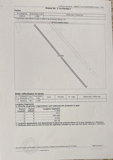 Teren extravilan de 1500 mp, în Teliu