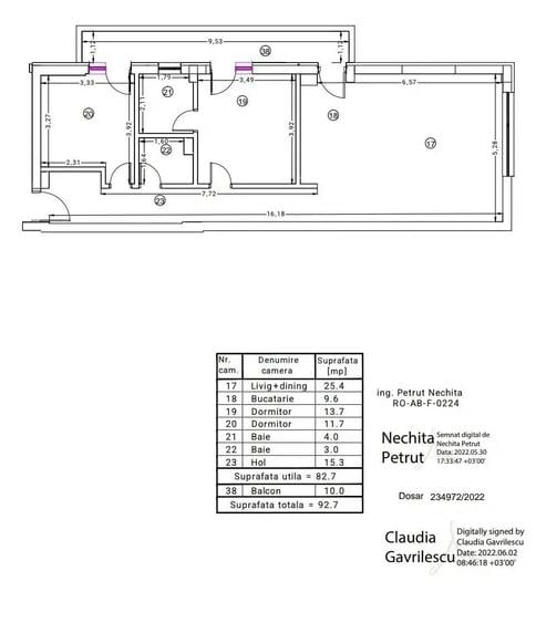 Apartament cu 3 camere decomandat în Nord