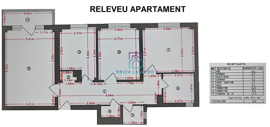 Apartament cu 3 camere decomandat în Tineretului