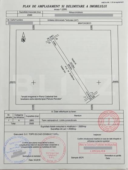Teren Construcții intravilan de 2000 mp, în Bratovoești