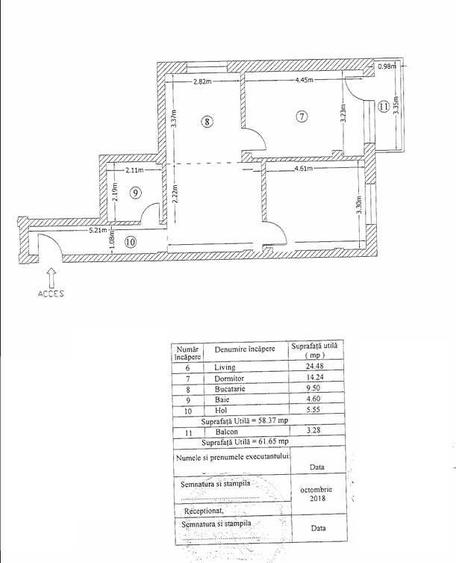 Apartament cu 3 camere semidecomandat în Est