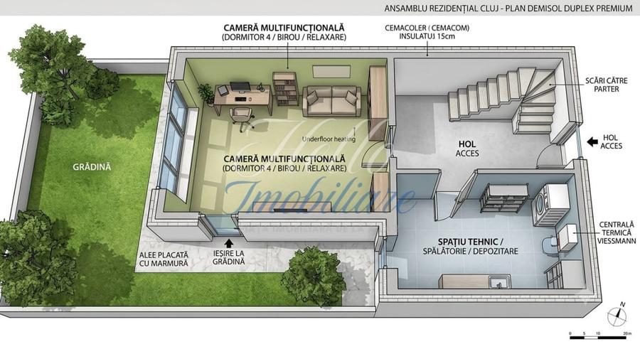 Duplex cu 4 camere cu Canalizare în Mănăștur
