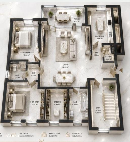 Apartament cu 3 camere în Central