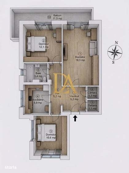 Apartament cu 3 camere în Titulescu