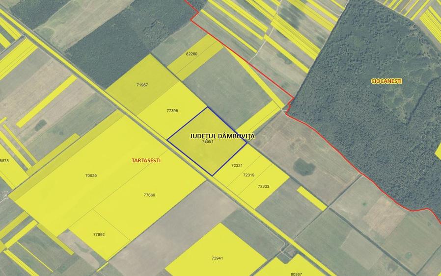 Teren agricol extravilan de 133400 mp, în Tărtășești