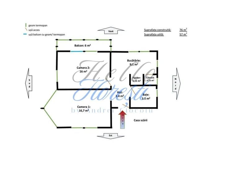 Apartament cu 2 camere decomandat în Mărăști