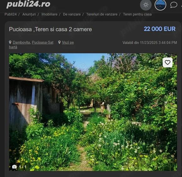 Casă cu 2 camere cu Teren 1100 Mp în Pucioasa-Sat