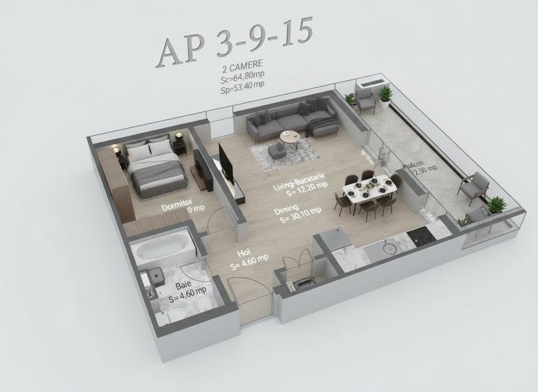 Apartament cu 2 camere decomandat în Exterior Nord