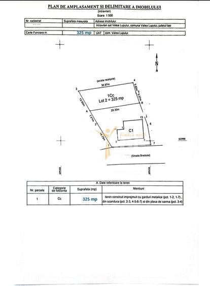 Teren Construcții intravilan de 325 mp, în Valea Lupului