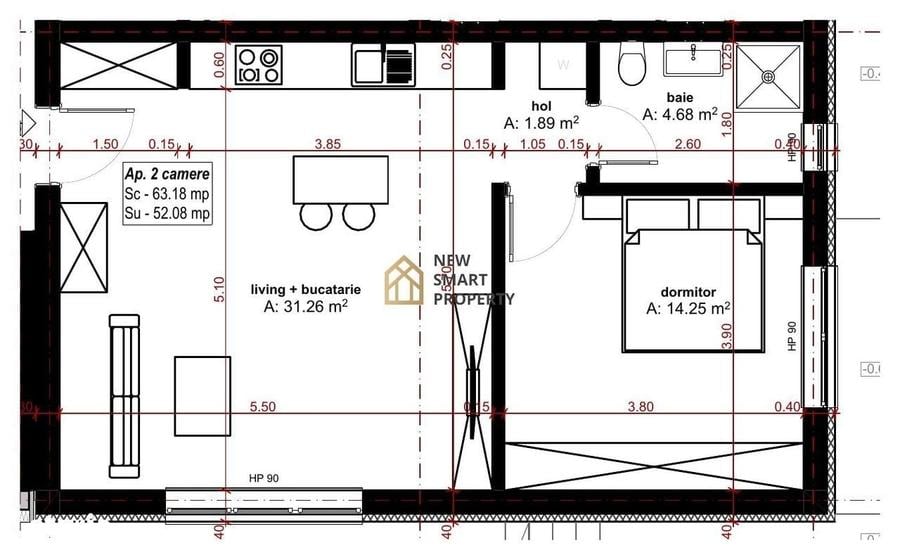 Apartament cu 2 camere în Central