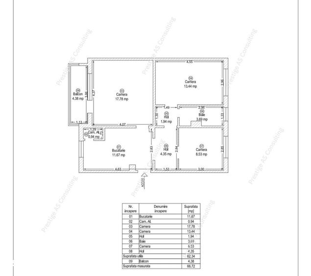 Apartament cu 2 camere decomandat, mobilat în Șagului