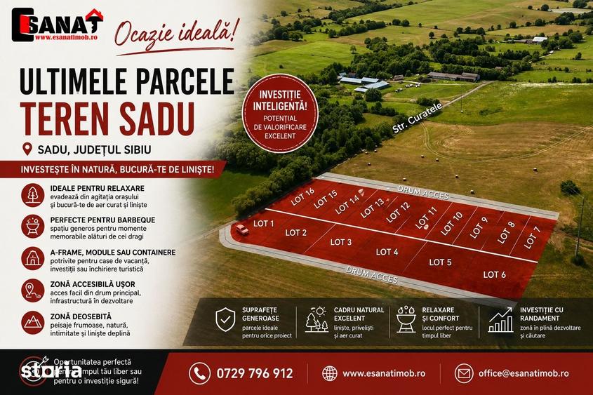 Teren de 576 mp, în Sadu