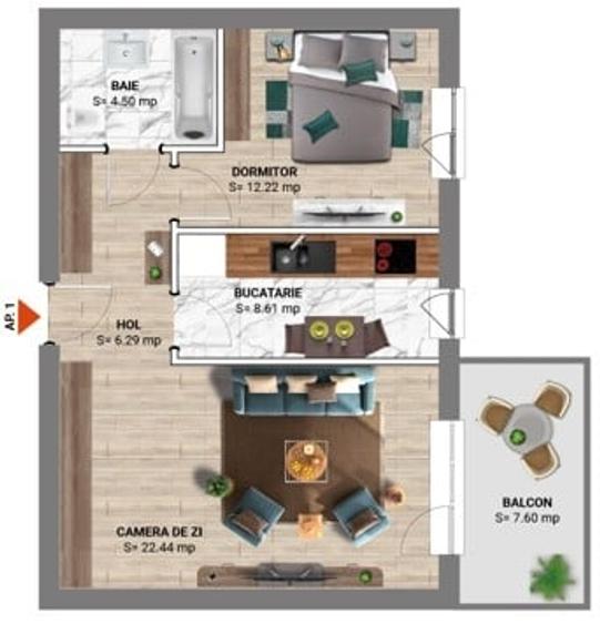 Apartament cu 2 camere decomandat în Nord