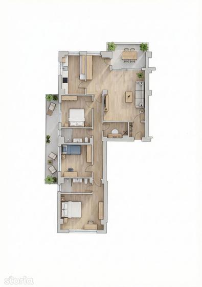 Apartament cu 4 camere, mobilat în Central