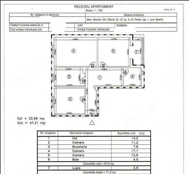 Apartament cu 3 camere decomandat în Central