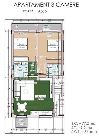 Apartament cu 3 camere în Ovidiu
