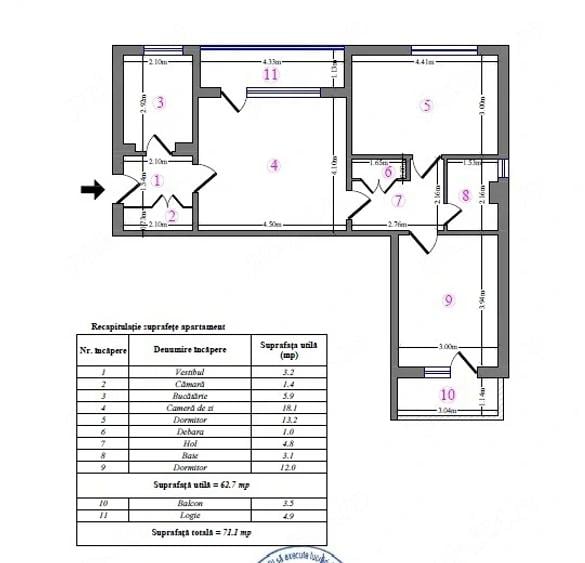 Apartament cu 3 camere semidecomandat în Drumul Taberei
