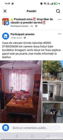 Casă cu 3 camere cu Teren 1300 Mp în Grindu