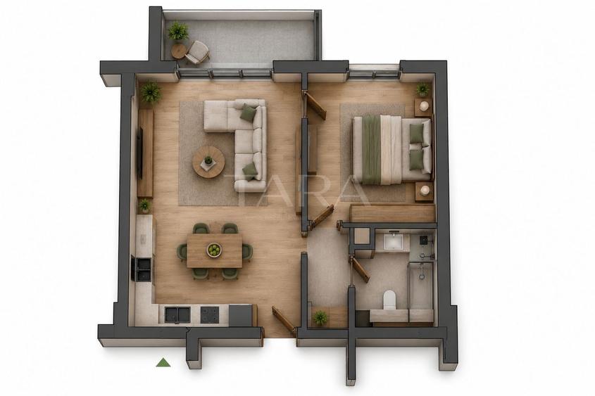 Apartament cu 2 camere semidecomandat în Baciu