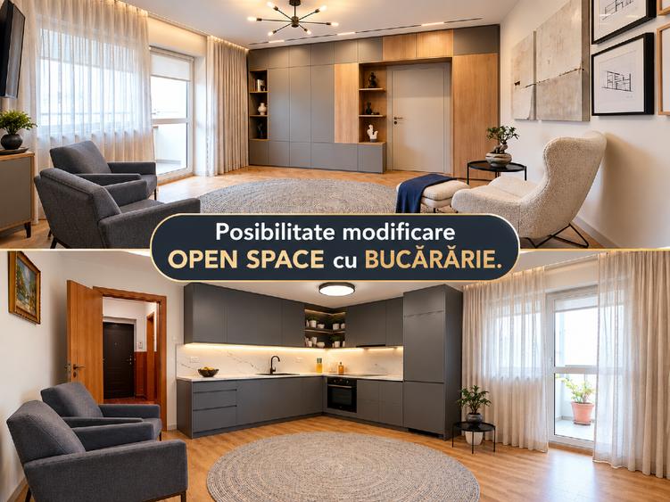Apartament cu 2 camere semidecomandat, mobilat în