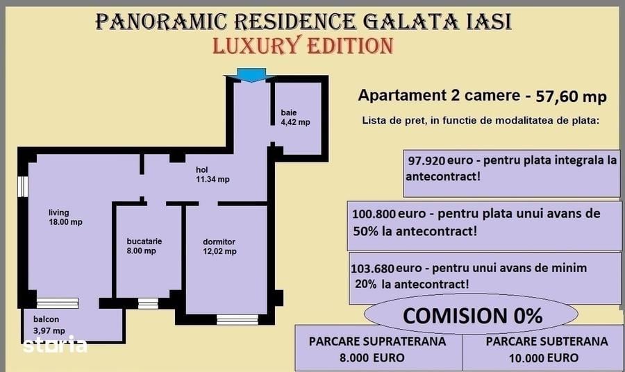 Apartament cu 2 camere decomandat în Galata