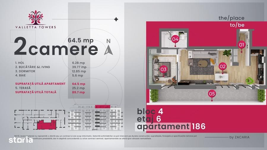 Apartament cu 3 camere în Nord