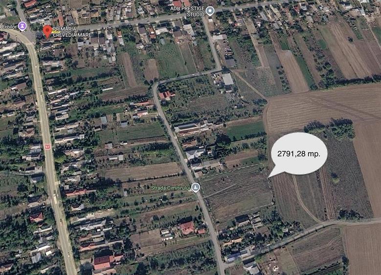 Teren Construcții intravilan de 2782 mp, în Crevedia Mare
