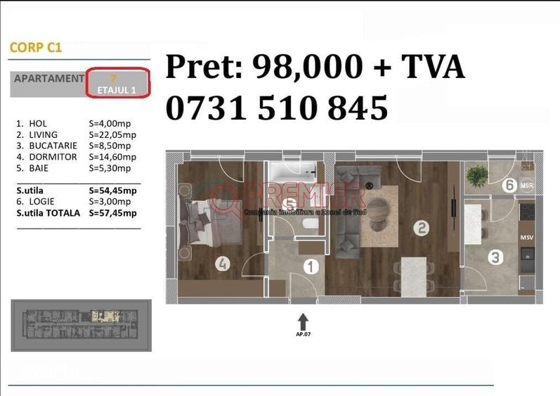 Apartament cu 2 camere decomandat în Metalurgiei