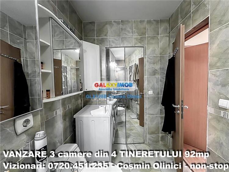 Apartament cu 3 camere semidecomandat, mobilat în Tineretului