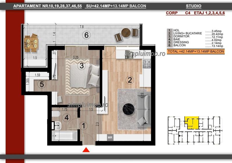 Apartament cu 2 camere decomandat în Central