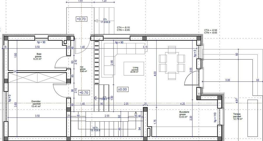Duplex cu 5 camere cu Canalizare în Florești