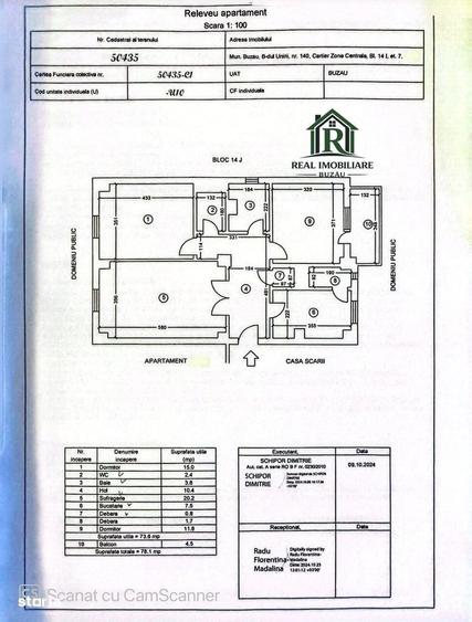 Apartament cu 3 camere decomandat în Central