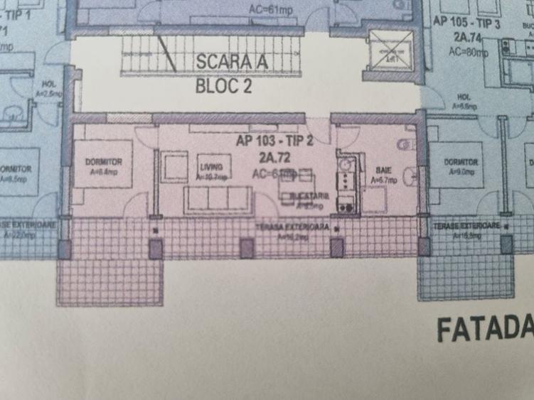 Apartament cu 2 camere semidecomandat în Central