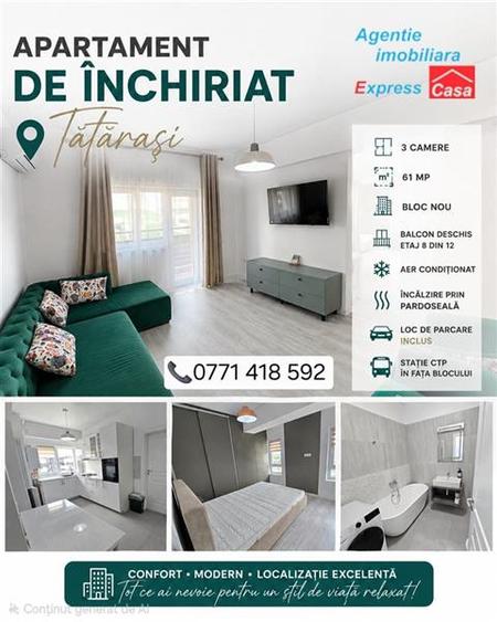 Apartament nou de inchiriat, 3 camere, Tatarasi - 9