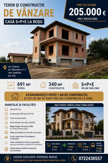 Casă individuală cu 5 camere cu Canalizare în Dezmir