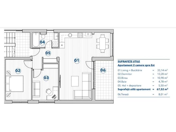 Apartament cu 3 camere decomandat în Rediu