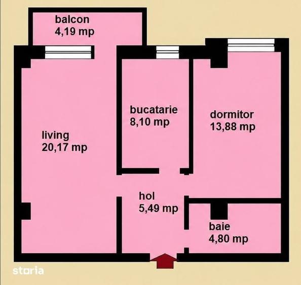 Apartament cu 2 camere decomandat în Voinești