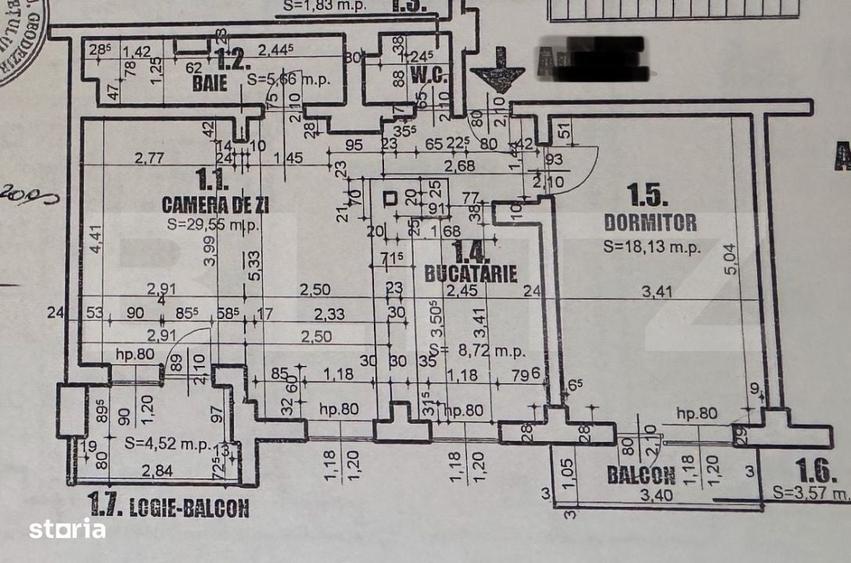Apartament de 2 camere, decomandat, 2 bai, 72 mp, cartier Lapus - 1