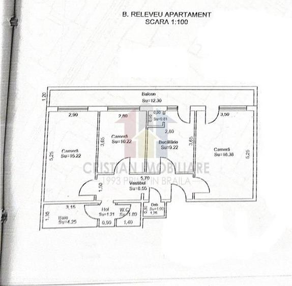 Apartament cu 3 camere decomandat în Gării