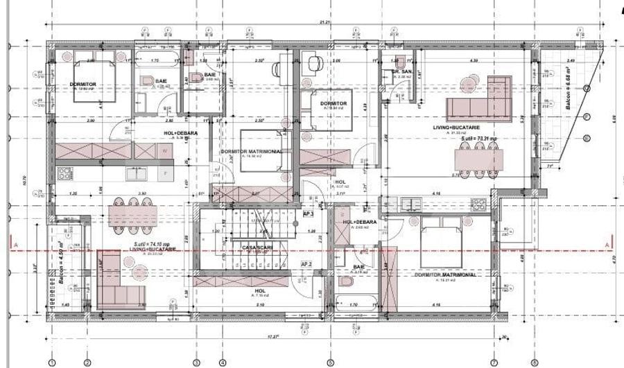 Apartament cu 3 camere în Central