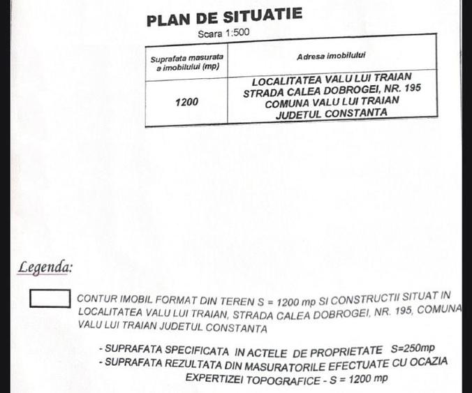 Teren de 1200 mp, în Valu lui Traian