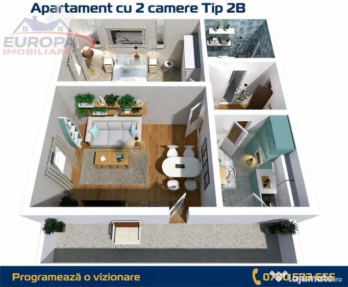 Apartament cu 2 camere decomandat în C5