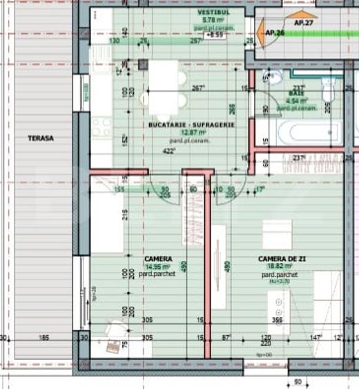 Apartament cu 2 camere decomandat în Tudor